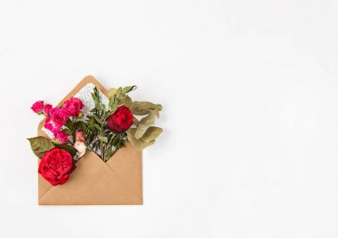 Aşk ya da Sevgililer günü kavramı. Kırmızı güzel gül envelopen'den