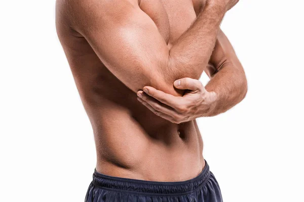 Man With Pain In Elbow. Pain concept — Stock Photo, Image