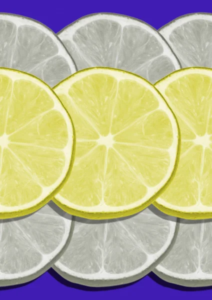 O padrão de limão no fundo azul. Conceito mínimo . — Fotografia de Stock