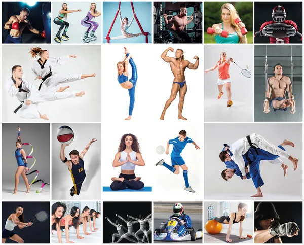 Collage über verschiedene Sportarten — Stockfoto
