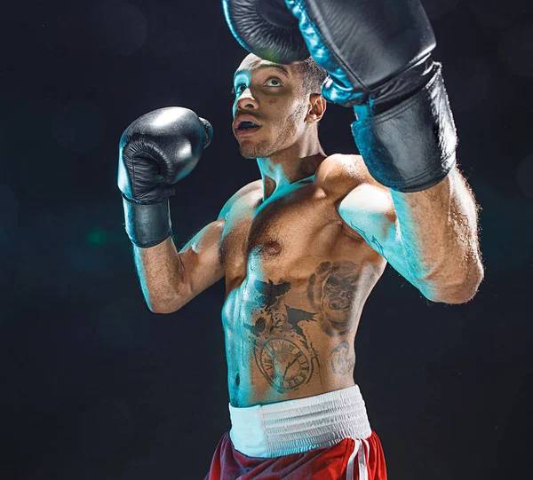 Afro american male boxer. — Stock Photo, Image