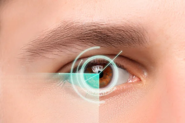 The conceptual image of digital eye of a young man — Stock Photo, Image