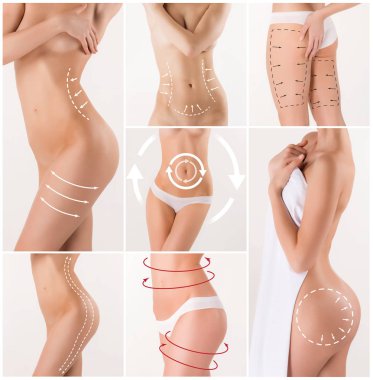 Çizim oklarla kadın vücut kolaj