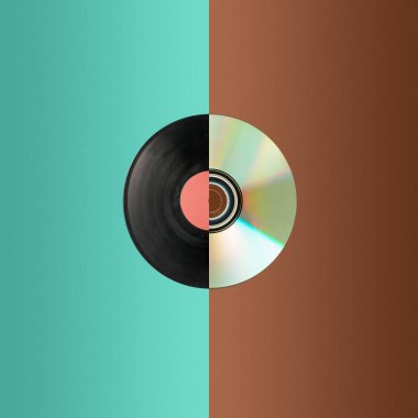 Bir cd ve kısmi vinil kaydı kapat