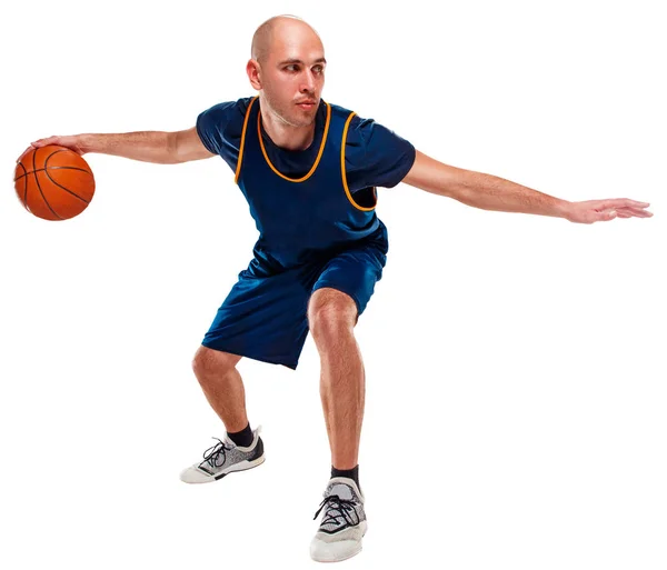 Retrato completo de un jugador de baloncesto con pelota — Foto de Stock