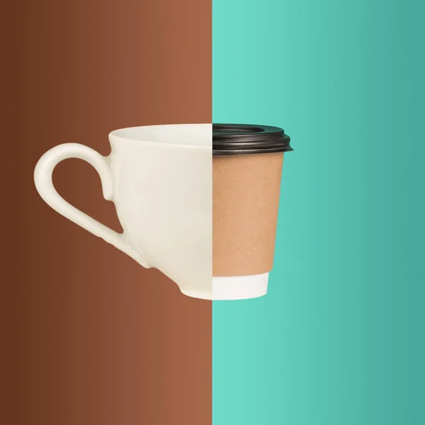 The collage from images of cups of coffee — Stock Photo, Image