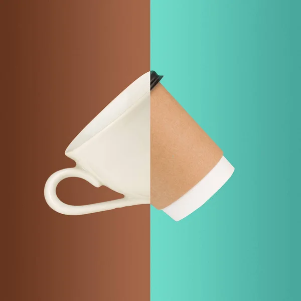 Колаж із зображень чашок кави — стокове фото