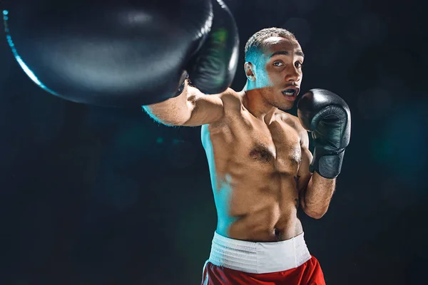 Afro american male boxer. — Stock Photo, Image