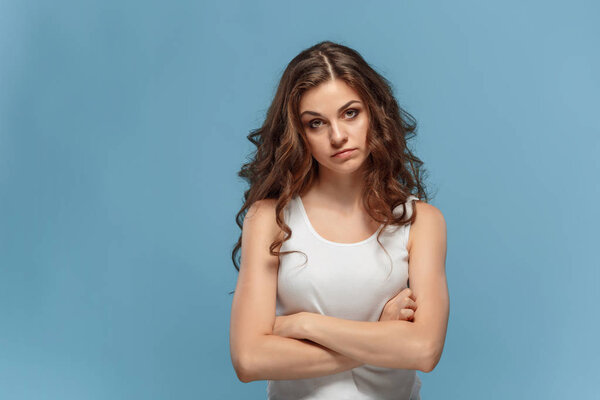 The portrait of disgusted woman