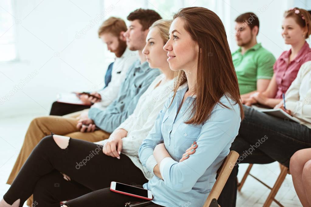 The people at Business Meeting in the conference hall.