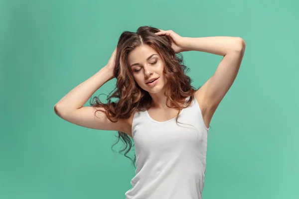 As mulheres jovens retratam com emoções felizes — Fotografia de Stock