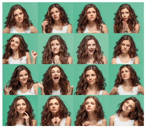 Las jóvenes mujeres retratan con diferentes emociones —  Fotos de Stock