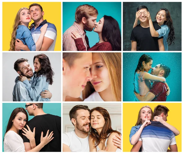 Die Collage von Bildern lächelnder Paare — Stockfoto