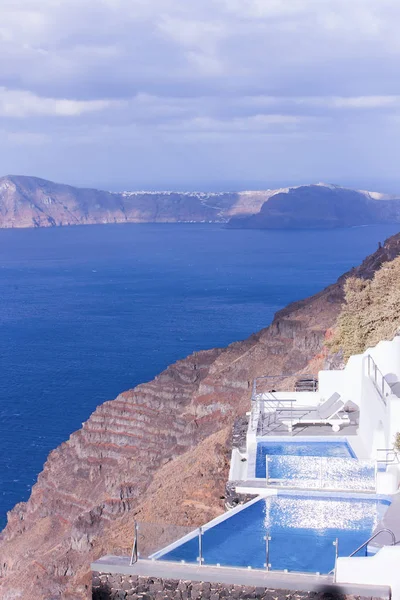 Utsikt över Egeiska havet med vulkaniska natur, Grekland, Santorini — Stockfoto