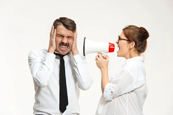 Titta, MegaFon, skriker. — Stockfoto