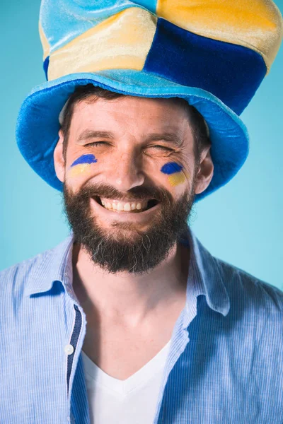 The football fan over blue — Stock Photo, Image