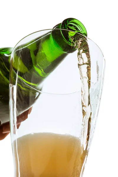 Glas bier en fles — Stockfoto