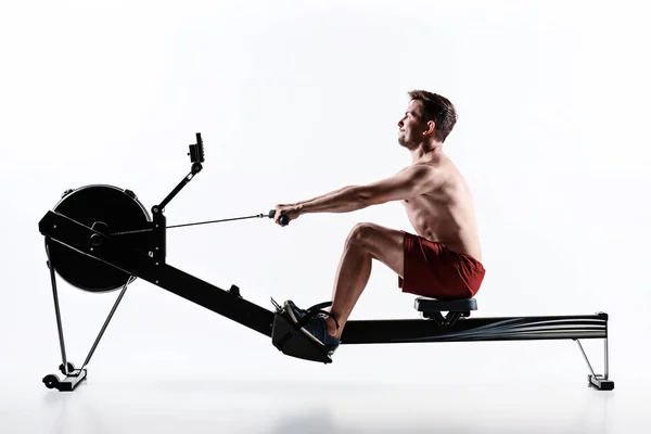 Man Using A Press Machine In A Fitness Club. — Stock Photo, Image