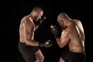 Dövüş, eğitim dövüş sanatları, boks, jiu jitsu, delme bodybuilders iki kaslı adam
