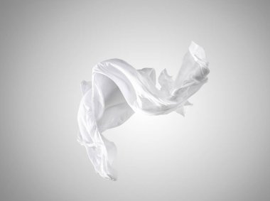 Pürüzsüz zarif saydam beyaz bez gri arka plan üzerinde ayrılmış.