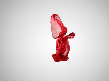 Pürüzsüz zarif şeffaf kırmızı kumaş gri arka plan üzerinde ayrılmış.