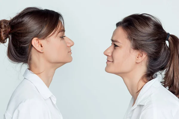 Studio ritratto di gemelli femmine — Foto Stock