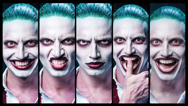 피 묻은 할로윈 테마: 미친 뱀파이어 얼굴 — 스톡 사진