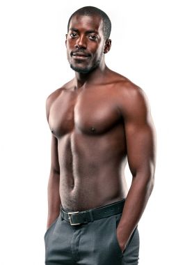 Genç afro Amerikan çıplak gövde ile izole