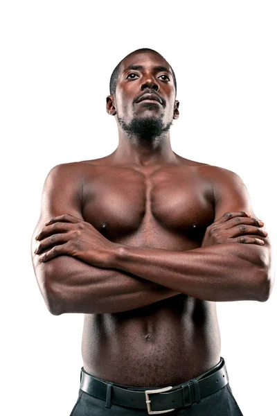 Joven afroamericano con torso desnudo aislado — Foto de Stock