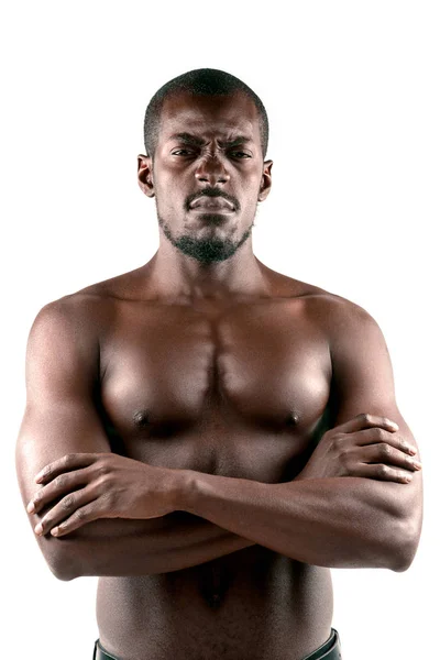 Joven afroamericano con torso desnudo aislado — Foto de Stock