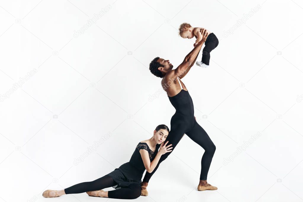 A happy family on white background