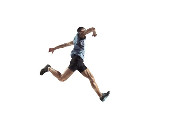 Il tiro in studio dell'atleta di salto in alto è in azione — Foto Stock