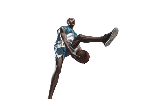 Full length portrait of a basketball player with ball — Stock Photo, Image