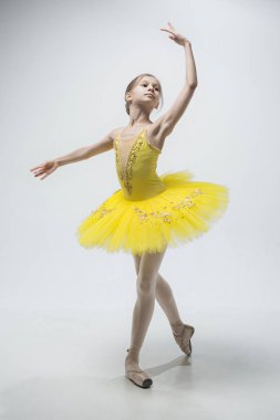 Beyaz arka plan üzerinde genç klasik dansçı.