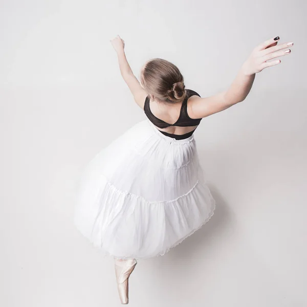 The top view of the teen ballerina on white background — Stock Photo, Image