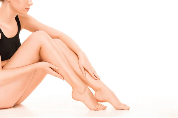 Belle gambe delle donne lisce e rasate . — Foto Stock