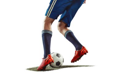 Beyaz arka plan üzerinde izole bir beyaz futbol oyuncu adam