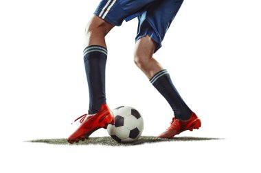 Beyaz arka plan üzerinde izole bir beyaz futbol oyuncu adam