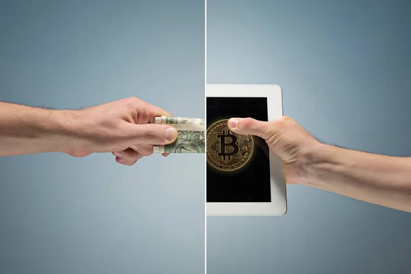 Золотий Bitcoins. Нові віртуальні гроші. — стокове фото