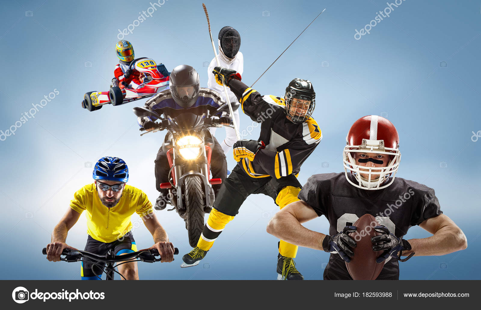 Концептуальный мультиспортивный коллаж с американским