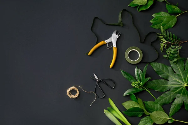 Tools and accessories florists need for making up a bouquet