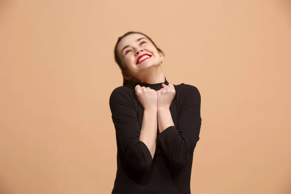 Winning success woman happy ecstatic celebrating being a winner. Dynamic energetic image of female model — Stock Photo, Image