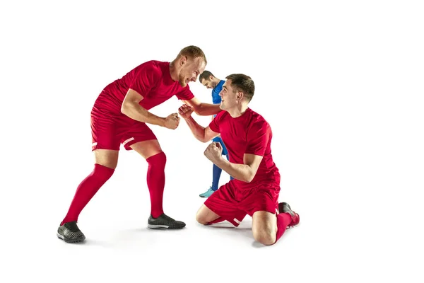 Happiness football players after goal — Stock Photo, Image