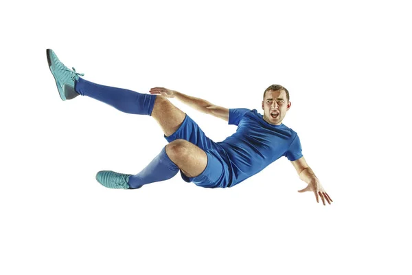 Professzionális labdarúgás soccer player elszigetelt fehér háttér — Stock Fotó