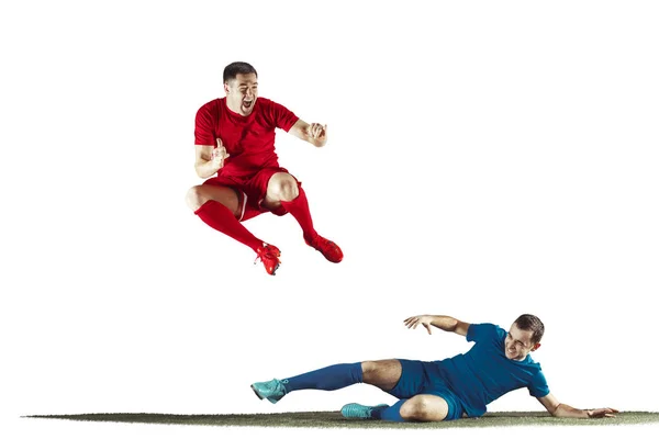 Professional football soccer players isolated white background — Stock Photo, Image