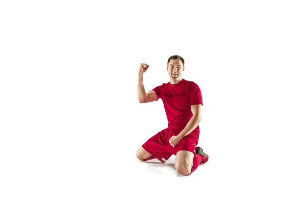 Happiness football player after goal — Stock Photo, Image