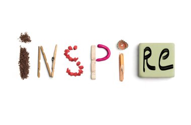 The word inspire created from office stationery. clipart