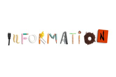 The word information created from office stationery. clipart
