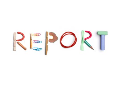 The word report created from office stationery. clipart
