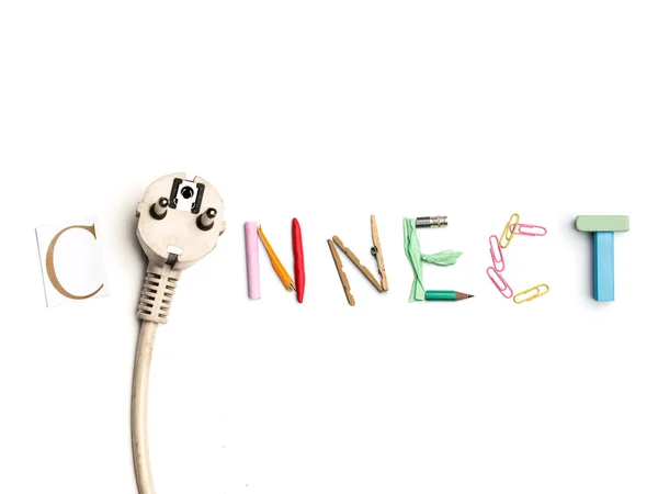 The word connect created from office stationery. — Stock Photo, Image